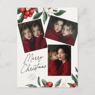 Cartão Postal De Festividades Feliz Natal Férias Botânicas 3 foto