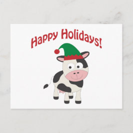 Cartão Postal De Festividades Feliz Natal Férias Felizes Vaca Elf