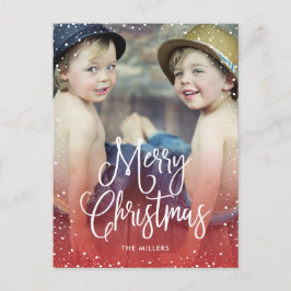 Cartão Postal De Festividades Feliz Natal Férias Neve Foto de Natal RED