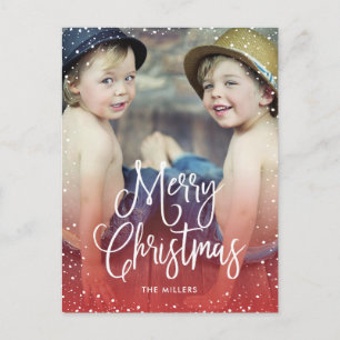 Cartão Postal De Festividades Feliz Natal Férias Neve Foto de Natal RED