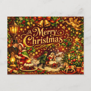 Cartão Postal De Festividades Feliz Natal Férias Vitorianas 