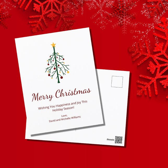 Cartão Postal De Festividades Feliz Natal Festivo Evergreen Tree Retro (Criador carregado)