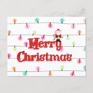 Cartão Postal De Festividades Feliz Natal Festivo Luzes de Férias com Papais noe
