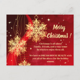 Cartão Postal De Festividades Feliz Natal Floco de Neve Imobiliário