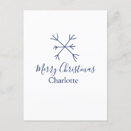 Cartão Postal De Festividades Feliz Natal flocos de neve azuis adicionam nomes d