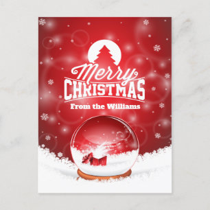 Cartão Postal De Festividades Feliz Natal Flocos de Neve Personalizados Desejo