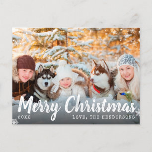 Cartão Postal De Festividades Feliz Natal - Foto da Família de Neve