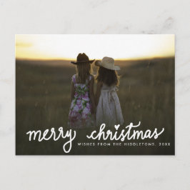 Cartão Postal De Festividades Feliz Natal - Foto de Script Branco Manuscrito