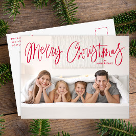 Cartão Postal De Festividades Feliz Natal - Foto de Script Vermelho Whimsical