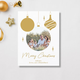 Cartão Postal De Festividades Feliz Natal Foto Moderna Script Dourado