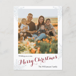 Cartão Postal De Festividades Feliz Natal Foto Personalizada da Família Simples