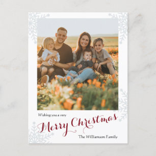 Cartão Postal De Festividades Feliz Natal Foto Personalizada da Família Simples
