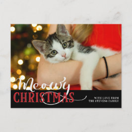 Cartão Postal De Festividades Feliz Natal Gato Adicione Sua Foto Personalizada