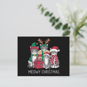 Cartão Postal De Festividades Feliz Natal Gato Xmas Engraçado Prato
