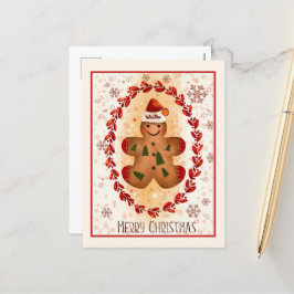 Cartão Postal De Festividades Feliz Natal Gingerbird Man
