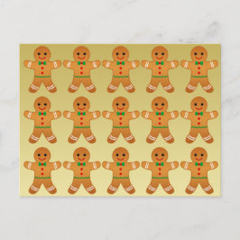 Cartão Postal De Festividades Feliz Natal,Gingerpão Bonito Homens - Faux Dourado