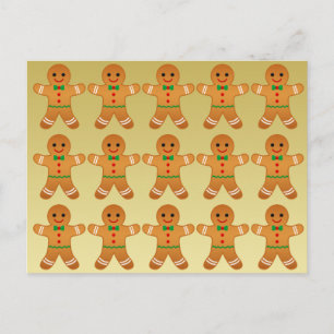 Cartão Postal De Festividades Feliz Natal,Gingerpão Bonito Homens - Faux Dourado