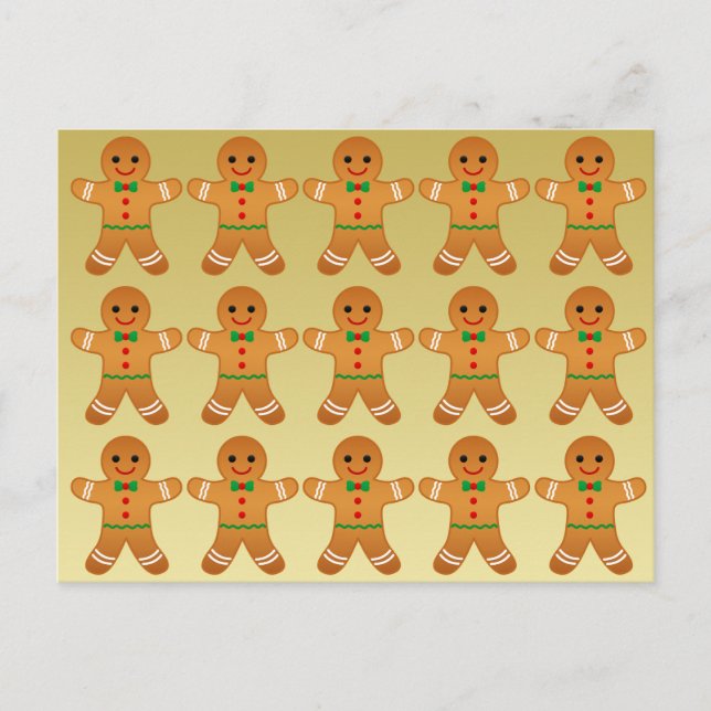 Cartão Postal De Festividades Feliz Natal,Gingerpão Bonito Homens - Faux Dourado (Frente)