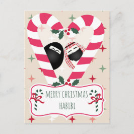 Cartão Postal De Festividades Feliz Natal Habibi Candy Cane Heart