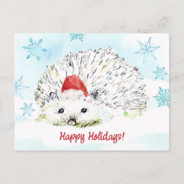Cartão Postal De Festividades Feliz Natal Hedgehog Santa Hat Willife (Frente)