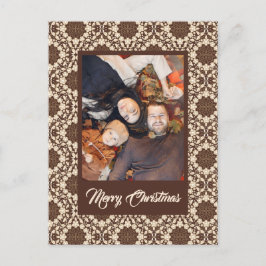 Cartão Postal De Festividades Feliz Natal Holly | Vintage Cream & Brown |