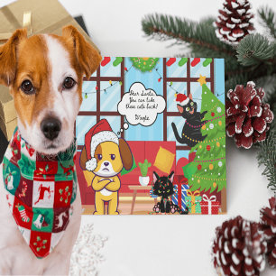 Cartão Postal De Festividades Feliz Natal Humor Bah Hum Dog