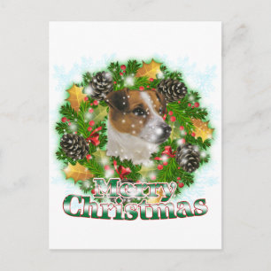 Cartão Postal De Festividades Feliz Natal Jack Russell