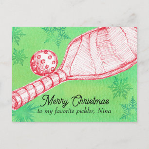 Cartão Postal De Festividades Feliz Natal - Jogador de Pickleball Favorito Perso