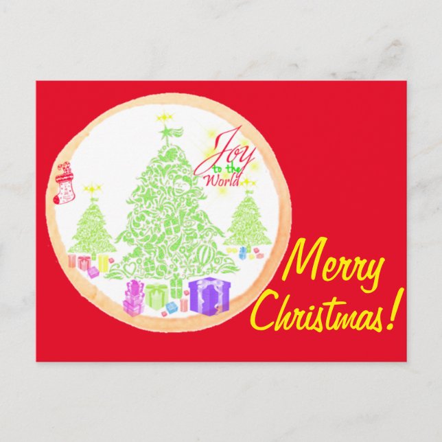 Cartão Postal De Festividades Feliz Natal! Joy to the World Cookie (Frente)