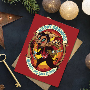 Cartão Postal De Festividades Feliz Natal Krampus Malvado Crianças Cuidado