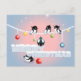 Cartão Postal De Festividades Feliz Natal - Magpies Bolhas Neve