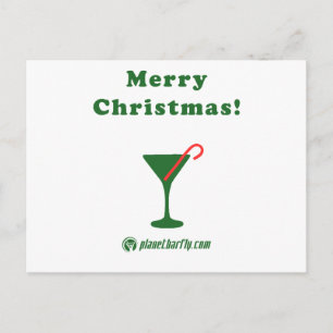 Cartão Postal De Festividades Feliz Natal Martini com bastão de doces