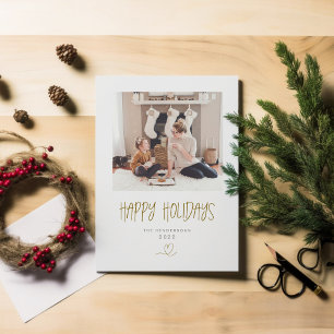 Cartão Postal De Festividades Feliz Natal Minimizado Dourado