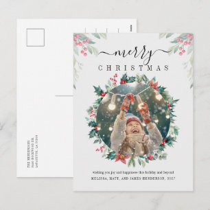 Cartão Postal De Festividades Feliz Natal Mistura Botânica