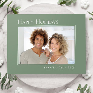 Cartão Postal De Festividades Feliz Natal Moderno Elegante Sábio Simples Verde