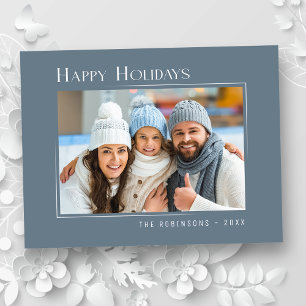 Cartão Postal De Festividades Feliz Natal Moderno Elegante Simples Azul