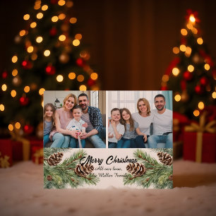 Cartão Postal De Festividades Feliz Natal Moderno Pinheiro 2 Colagem de Fotos 