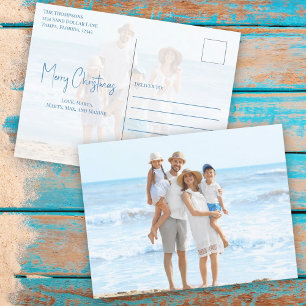 Cartão Postal De Festividades Feliz Natal Moderno Simples Dólar Azul