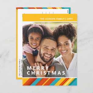 Cartão Postal De Festividades Feliz Natal Moderno Stripes Feriado