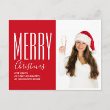 Feliz Natal Moderno Vermelho Foto Personalizada