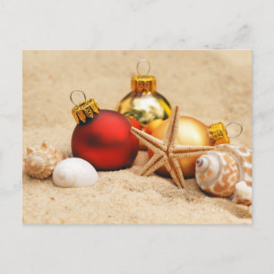 Cartão Postal De Festividades Feliz Natal Na Praia