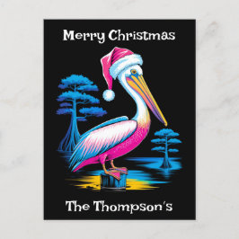 Cartão Postal De Festividades Feliz Natal Neon Pelican