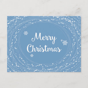 Cartão Postal De Festividades Feliz Natal Neve Estrelas Azul Branco