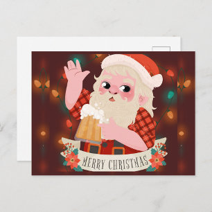 Cartão Postal De Festividades Feliz Natal Papai Noel
