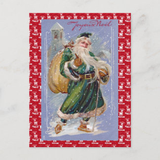 Cartão Postal De Festividades Feliz Natal Papai Noel verde de Joyeux Noel aka