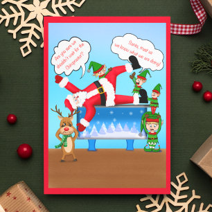 Cartão Postal De Festividades Feliz Natal - Papais noeis e Elves Chiropractor