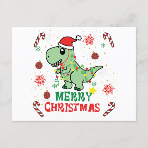 Cartão Postal De Festividades Feliz Natal Papais noeis Engraçados Dinossauro
