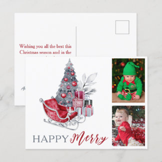 Cartão Postal De Festividades Feliz Natal para a Família de Crianças Felizes