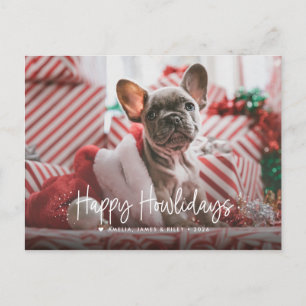Cartão Postal De Festividades Feliz Natal para os Pets com Foto Única de Natal