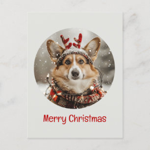 Cartão Postal De Festividades Feliz Natal Pembroke Welsh Corgi